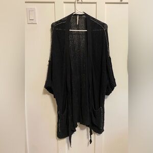 Free People Black Open-Knit Cardigan